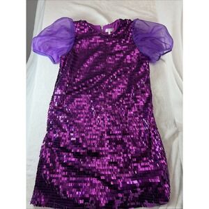 tcec‎ dress Purple Sequin Sheer Sleeve